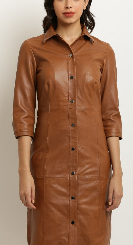Ace Women's Soft Leather Shirt Dress SIRICCO Ace Women's Soft Leather Shirt Dress SIRICCO