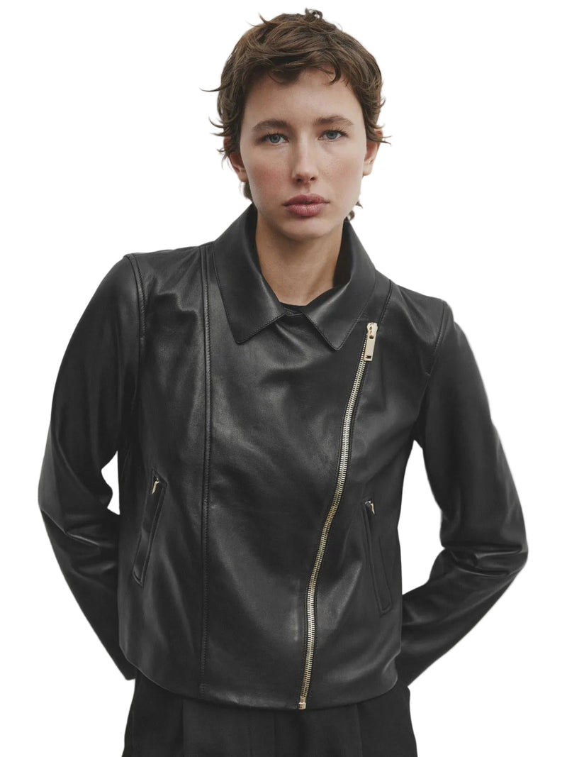Allesia Women’s Short Leather Biker Jacket