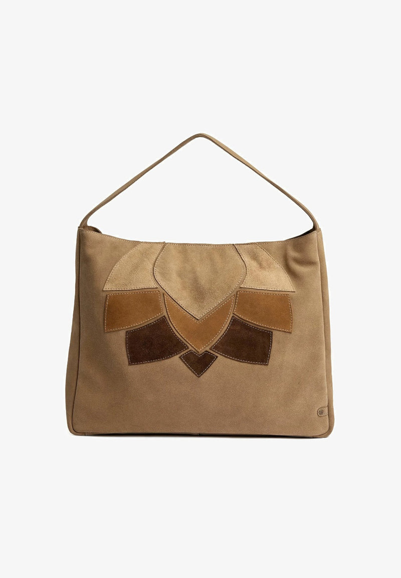 Suede Motif Saddle Bag