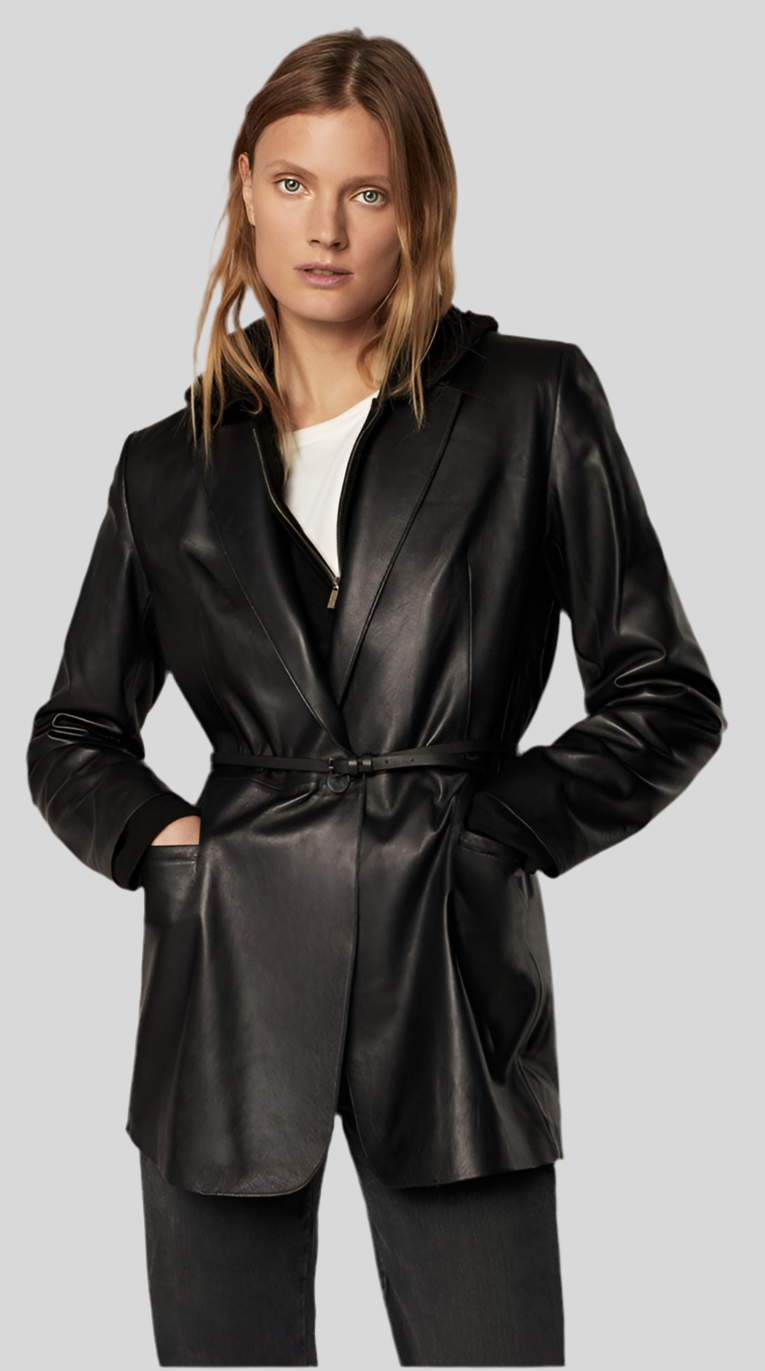 Magic Women's Italian Leather 3/4 Blazer