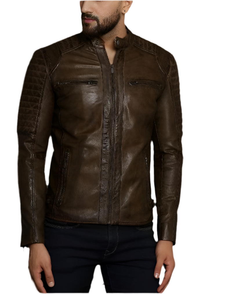 Men's Distressed Lambeskin Zip Jacket 5081