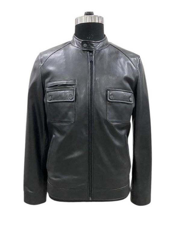 Men's  Leather Zip Jacket - Dieter