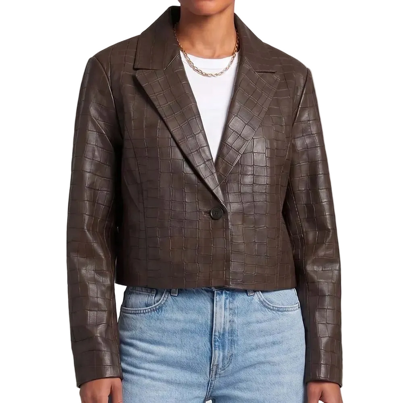 Short Women’s Lambskin Croc Embossed Jacket L16979