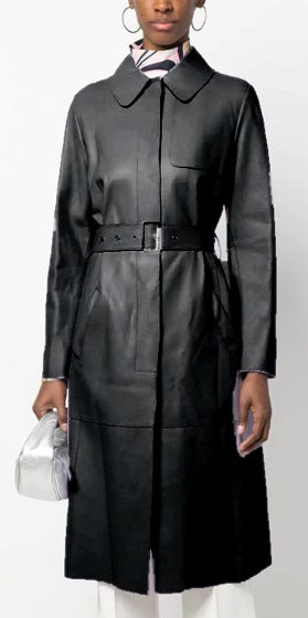 Women's Tailored Leather Trench Coat FF01