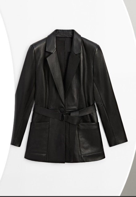 Noelle Women’s Soft Leather Blazer Jacket