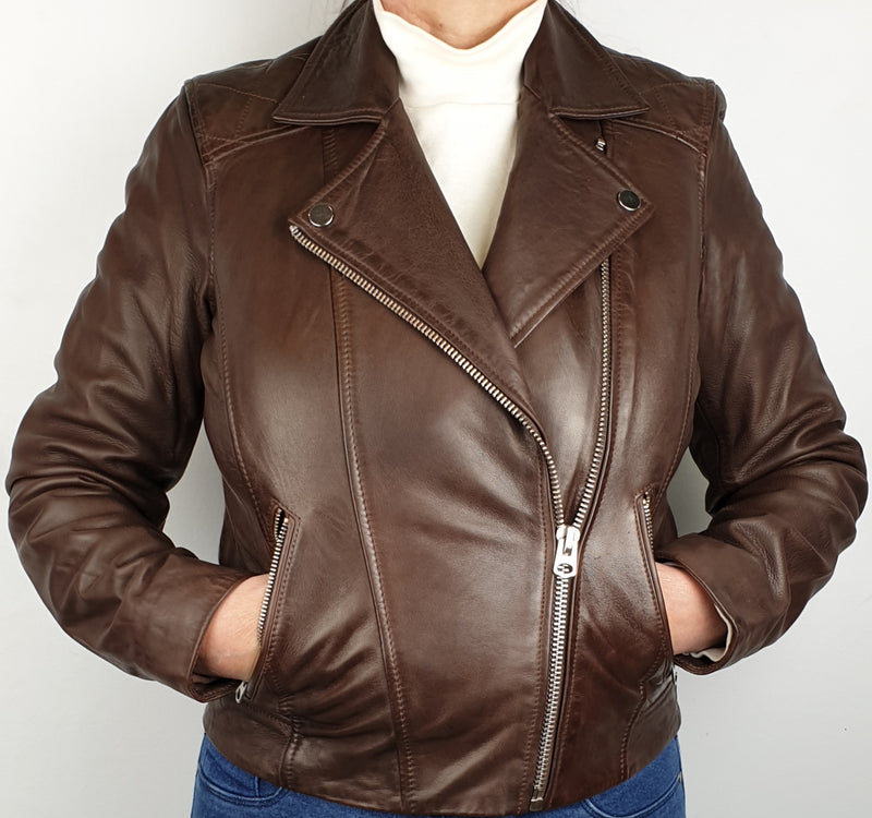 Women's Leather Zip Jacket 7WD3301