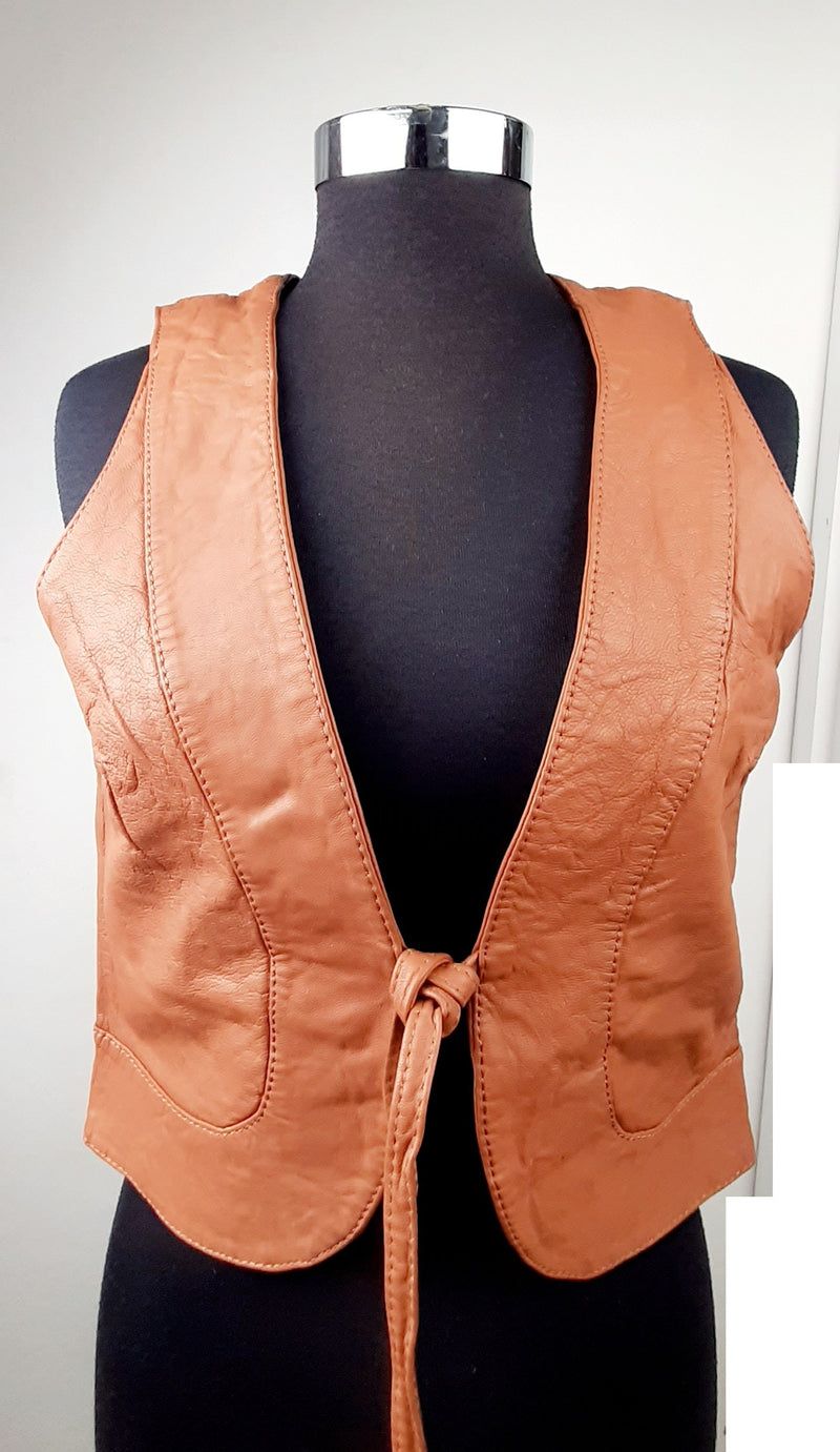 Women's Leather Vest - Tan