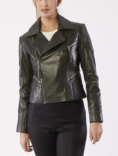 Women’s Italian Leather Biker Jacket AW70