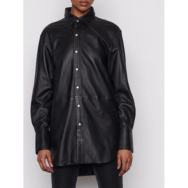 Frame Women's Tailored Leather Shirt Coat