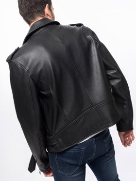 Men's Leather Biker Jacket - Matt