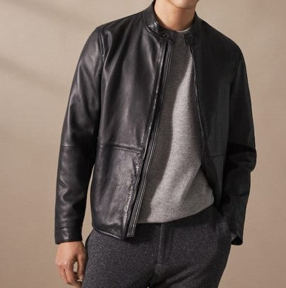 Men's Zip Leather Jacket - Wesley