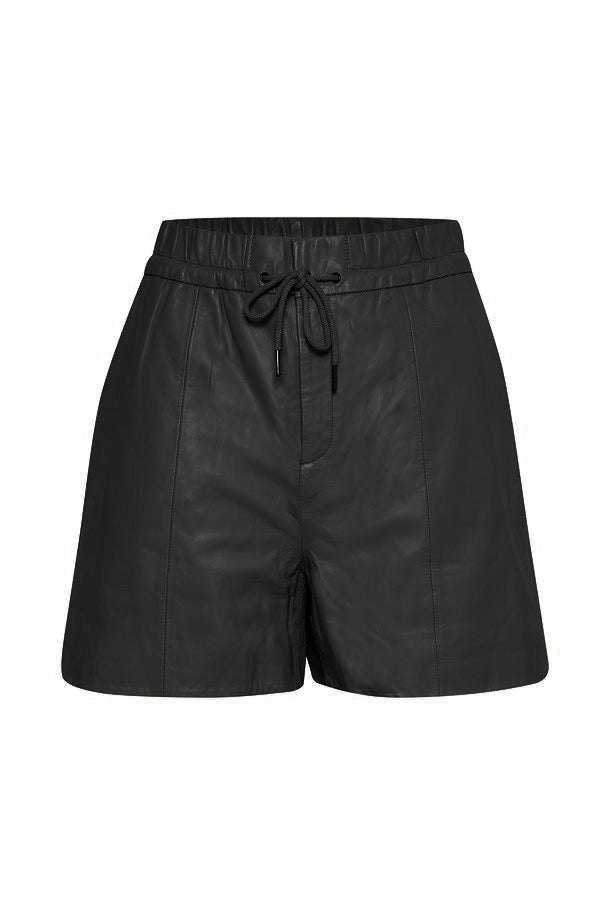 Women's Elasticised Waist Leather Shorts -Shein