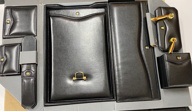 Faux Leather Desk Set Organiser