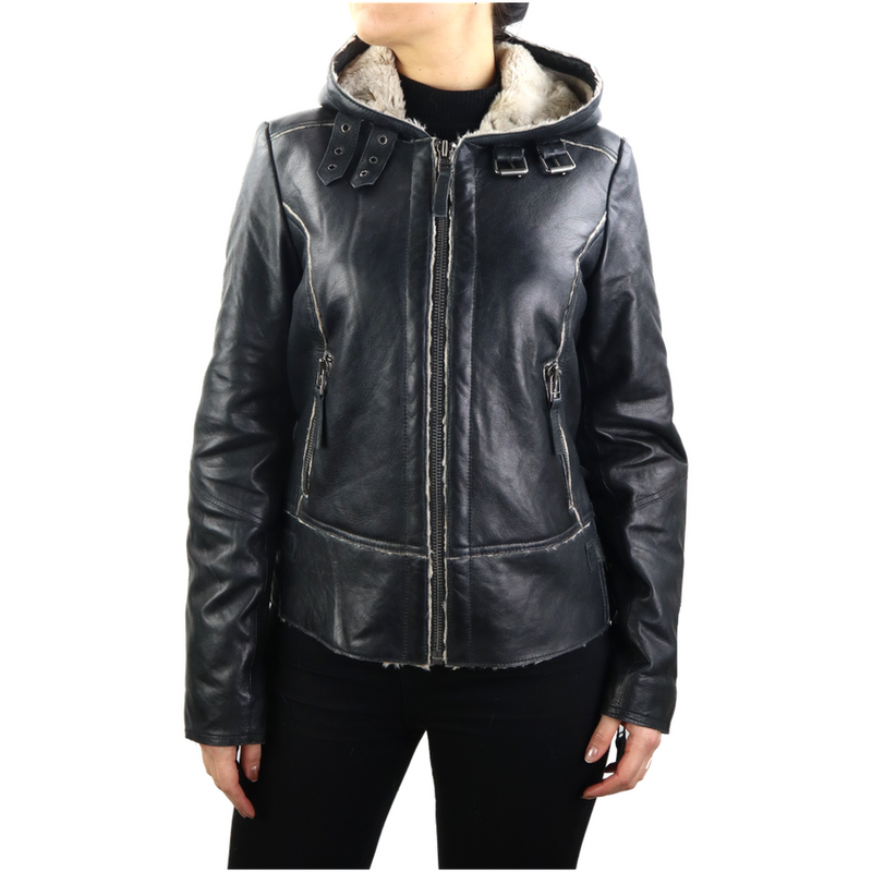 Jule Women's Sheepskin Hooded Jacket