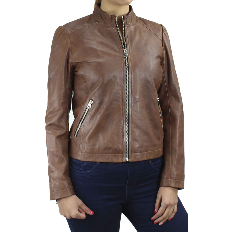 Women's Leather Zip Jacket WD3237