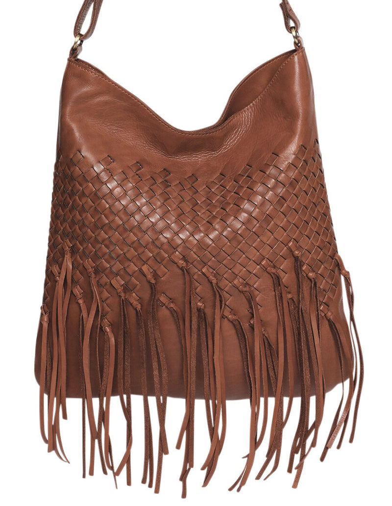 Modapelle Vintage Leather Fringe Crossbody Bag  UL7897