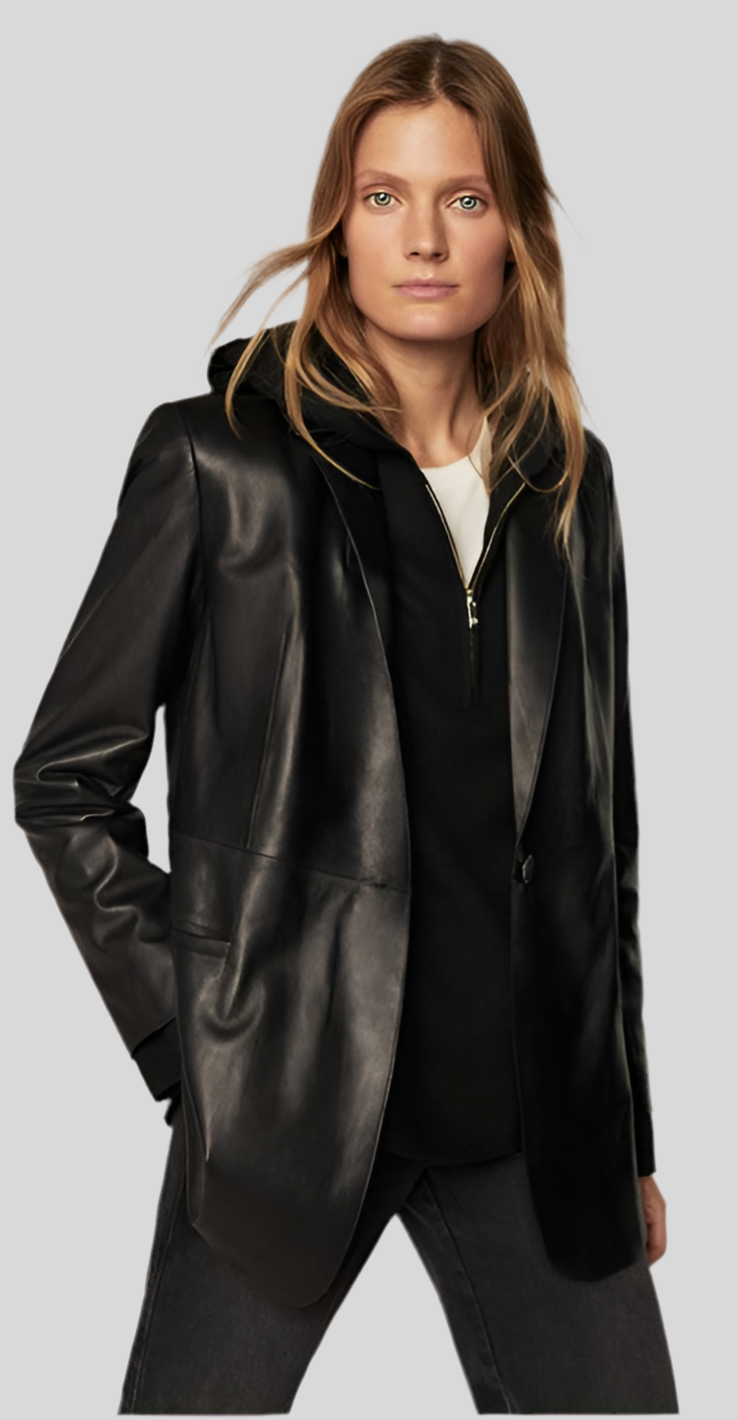 Magic Women's Italian Leather 3/4 Blazer