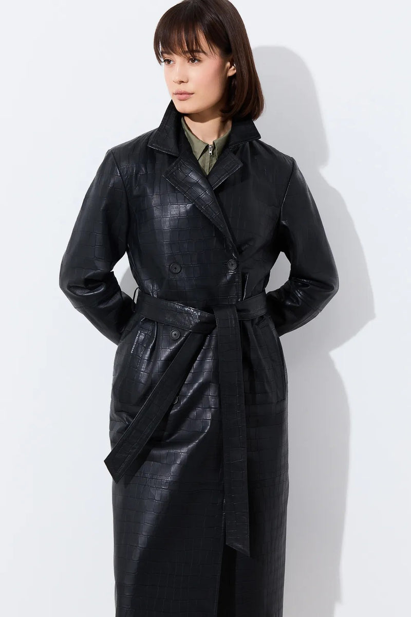 Women's Tailored Leather Trench Coat 8065