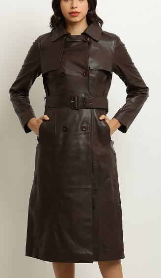 Women's Darcy Tailored Leather Trench Coat