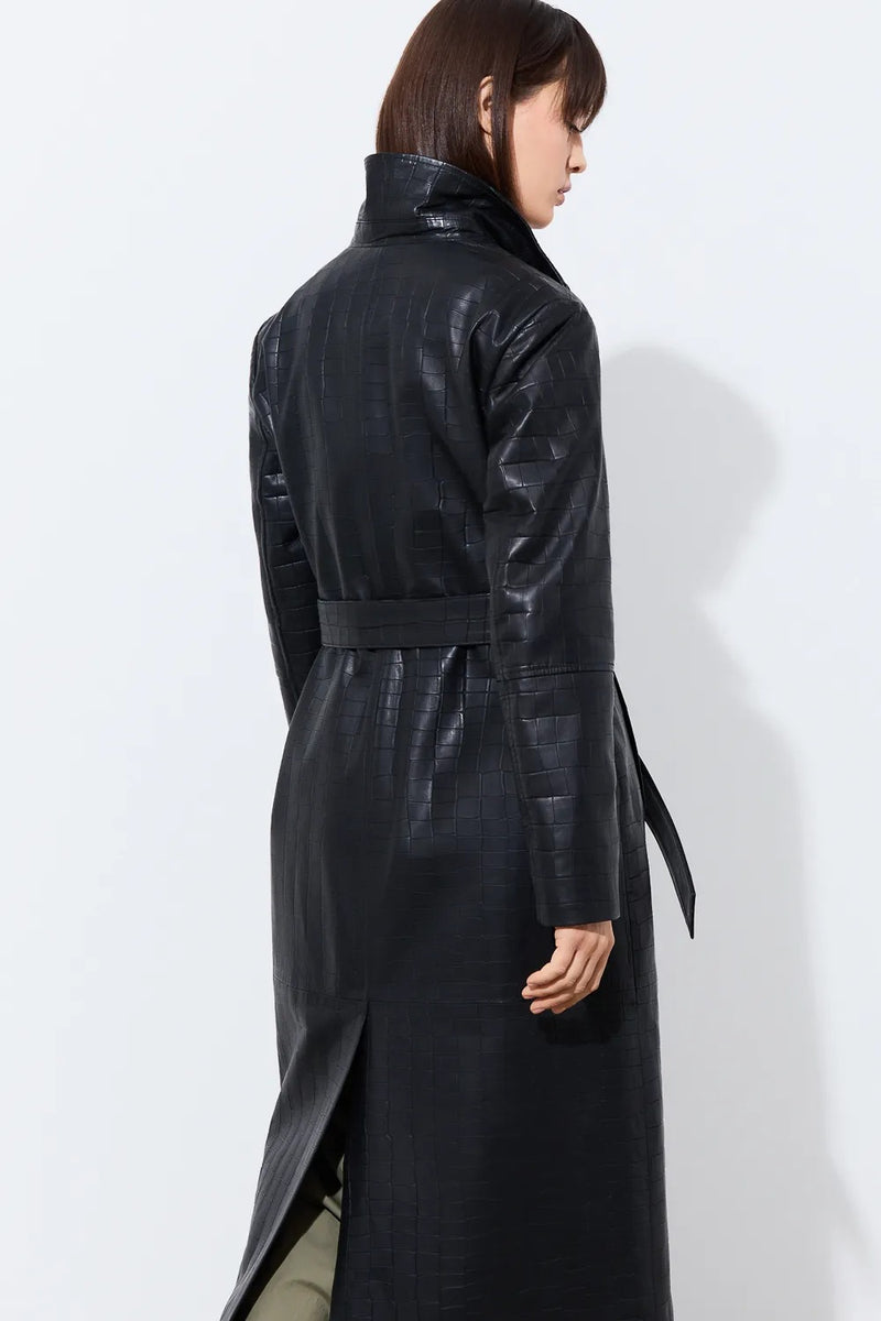 Women's Tailored Leather Trench Coat 8065