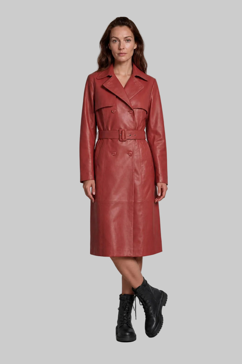 Darcy Women’s Tailored Leather Trench Coat