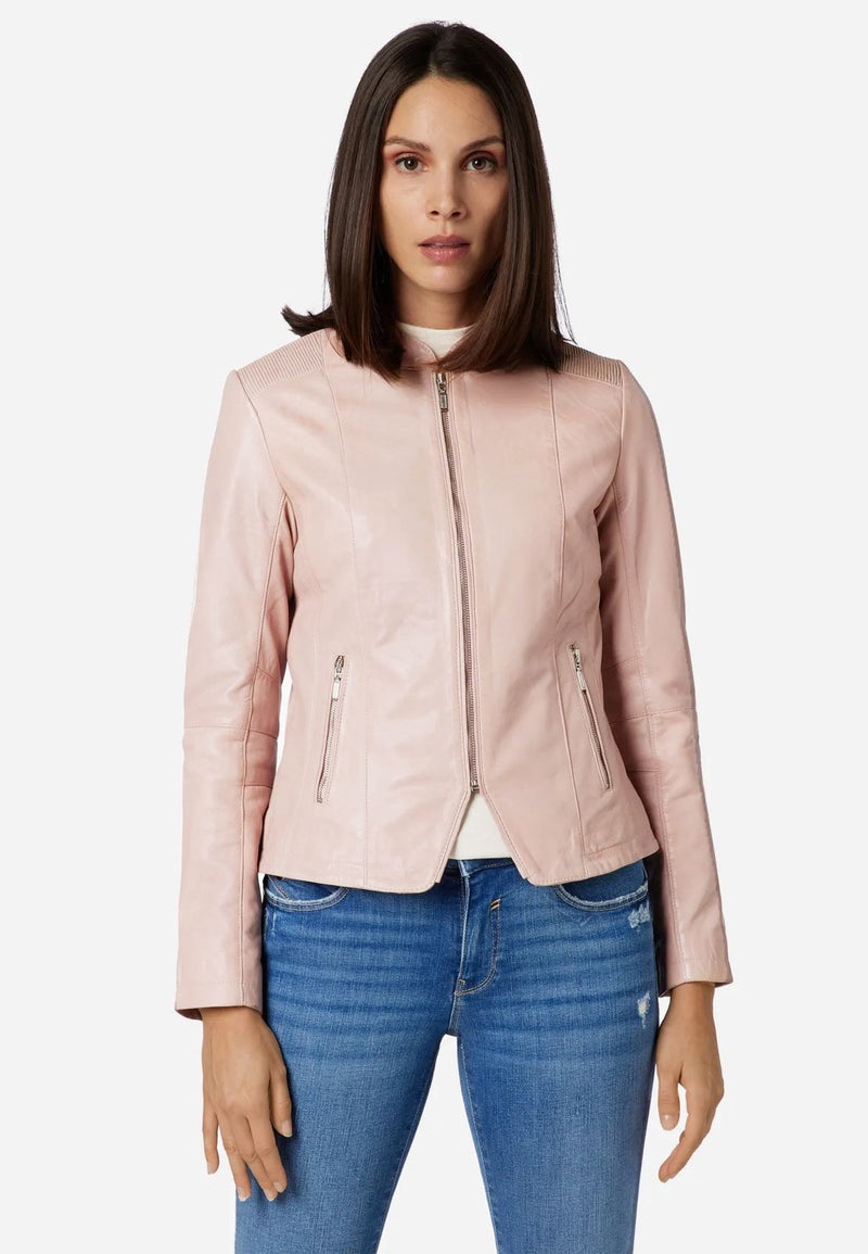 Women's Zip Leather Jacket - Abigail