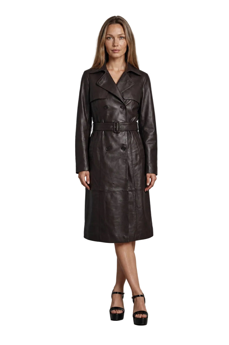 Darcy Women’s Tailored Leather Trench Coat
