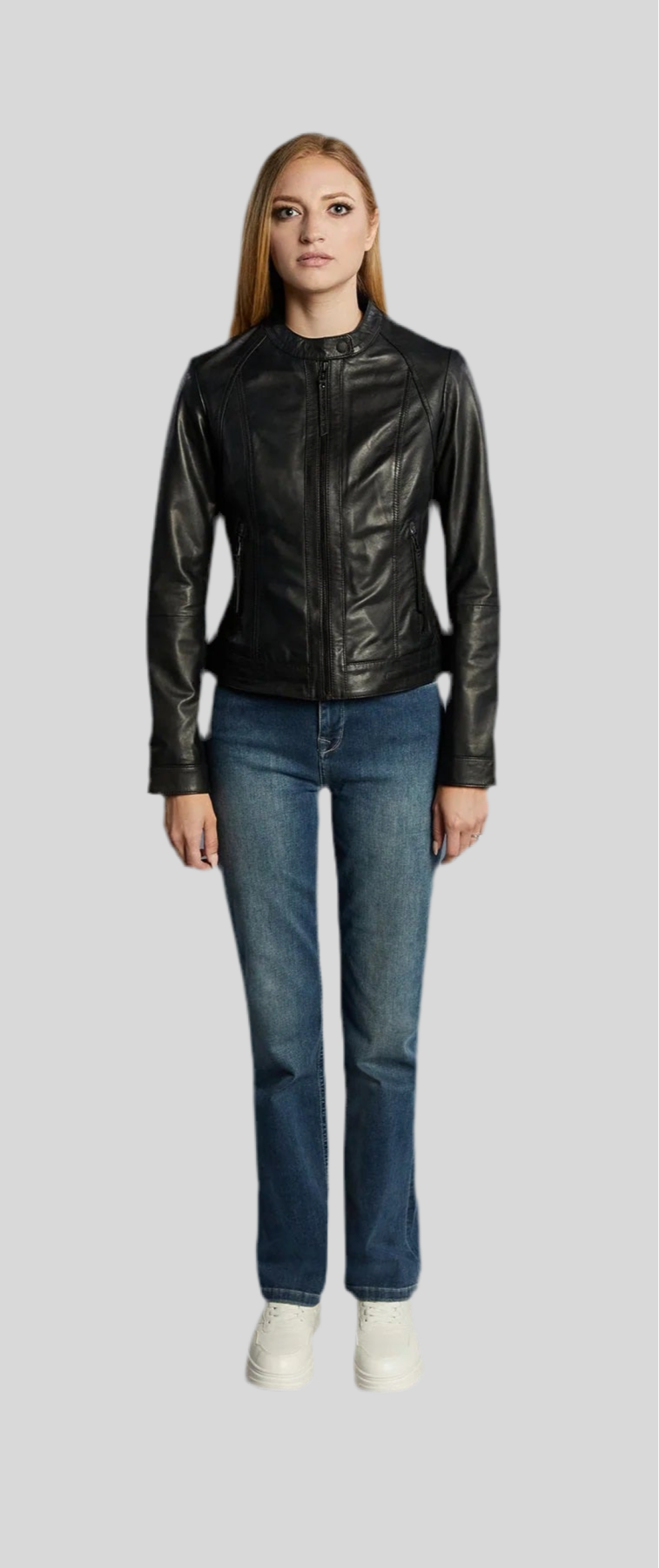 Valeria Women’s Short Leather Zip Jacket