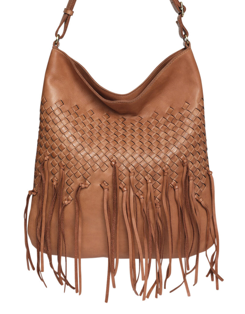 Modapelle Vintage Leather Fringe Crossbody Bag  UL7897