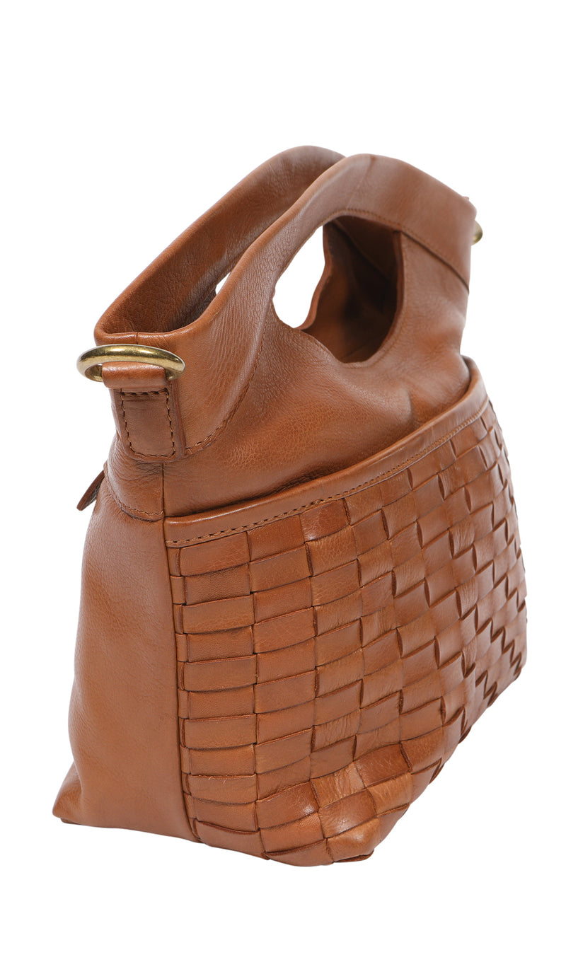 Modapelle Vintage Leather Woven Crossbody Bag UL7855