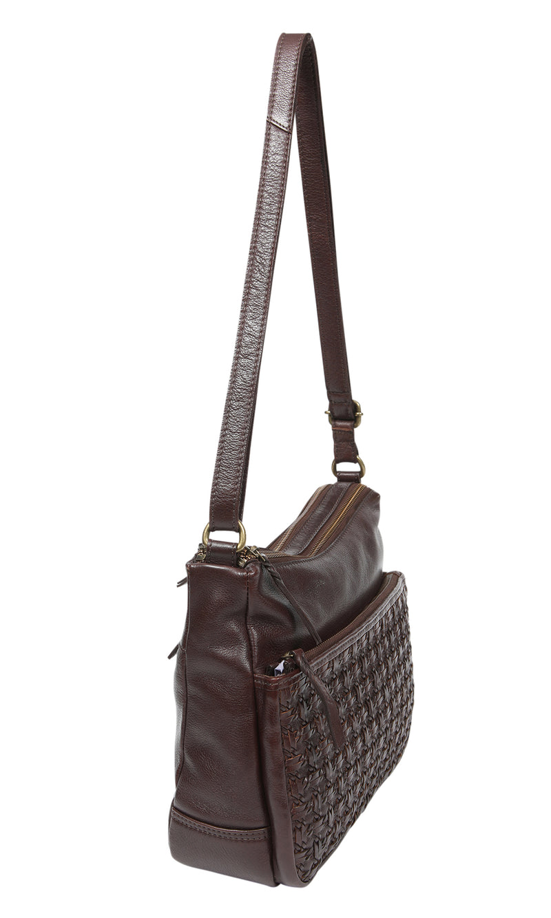 Modapelle Leather Woven Crossbody Bag  UL7853