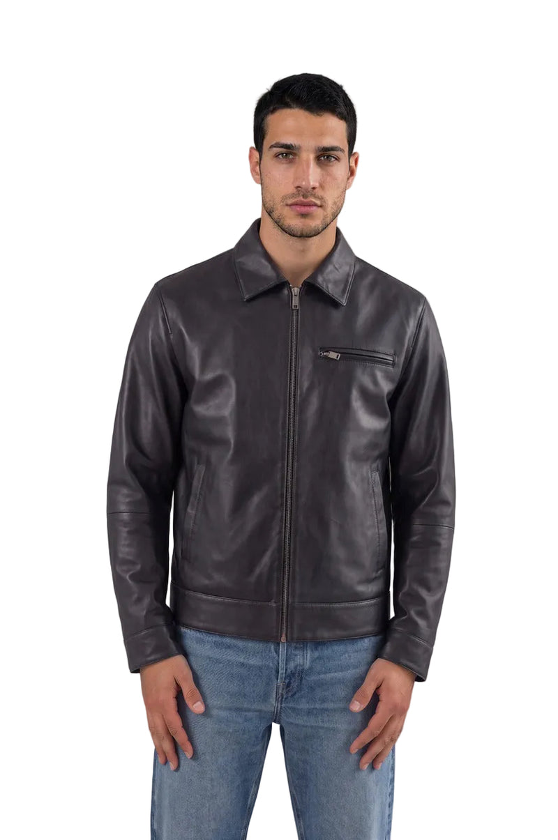 Yuri Men's Leather Zip Jacket
