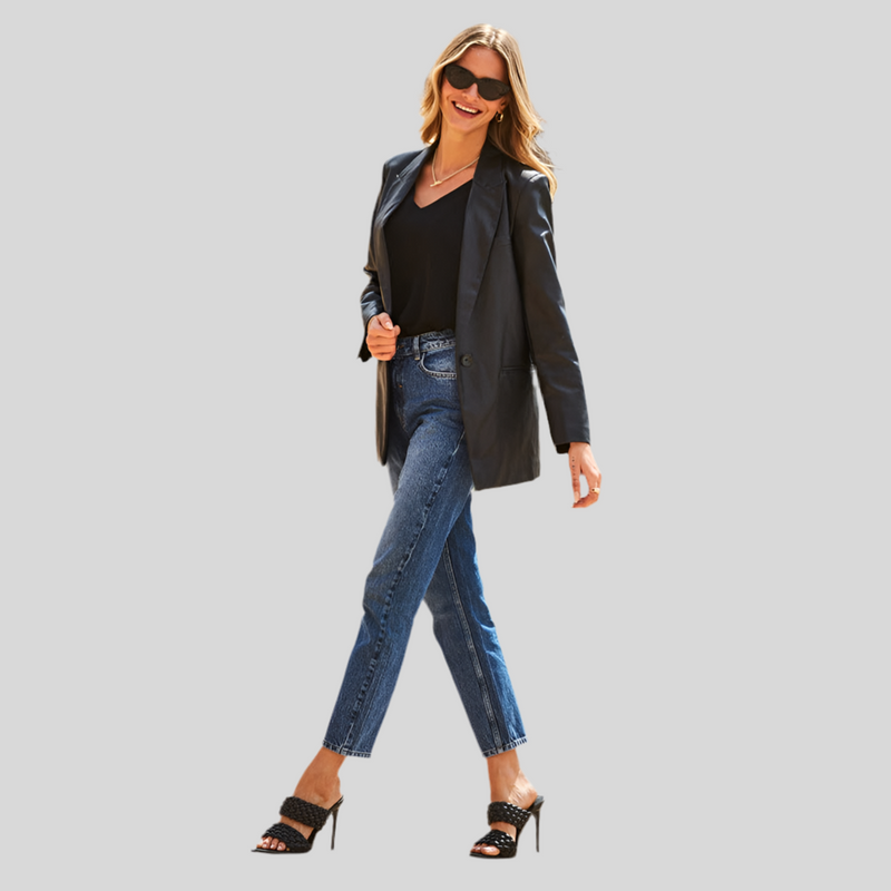 Michaella Women’s Soft Leather Blazer Jacket