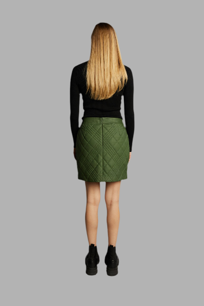 France Women’s Quilted Soft Leather Short Skirt