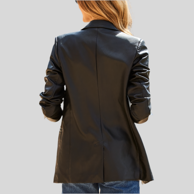 Michaella Women’s Soft Leather Blazer Jacket