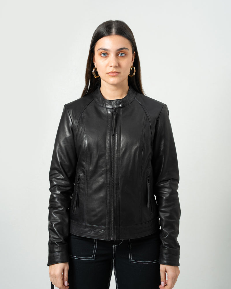 Valeria Women’s Short Leather Zip Jacket