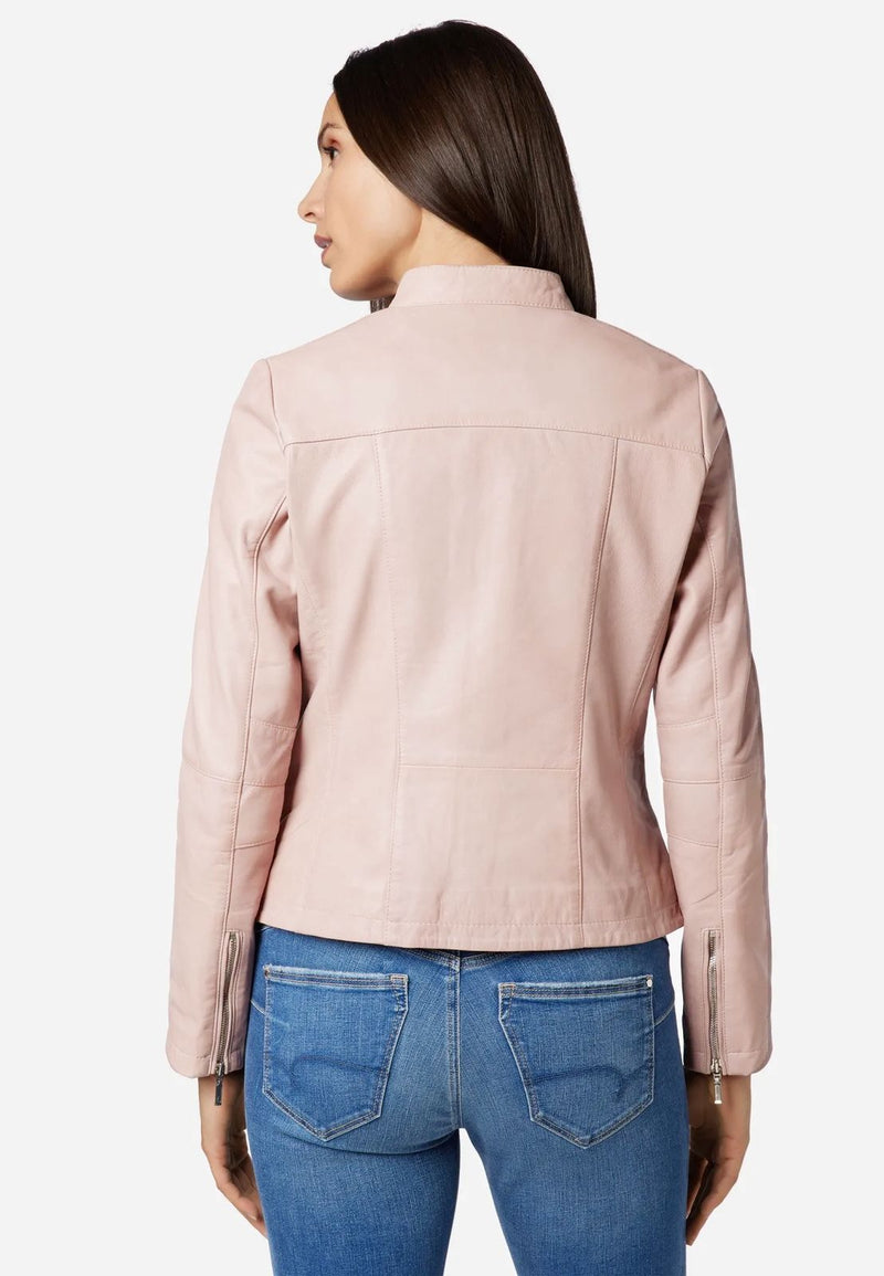 Women's Zip Leather Jacket - Abigail