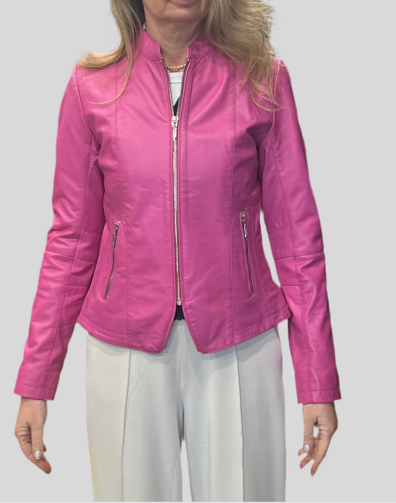 Women's Zip Leather Jacket - Abigail
