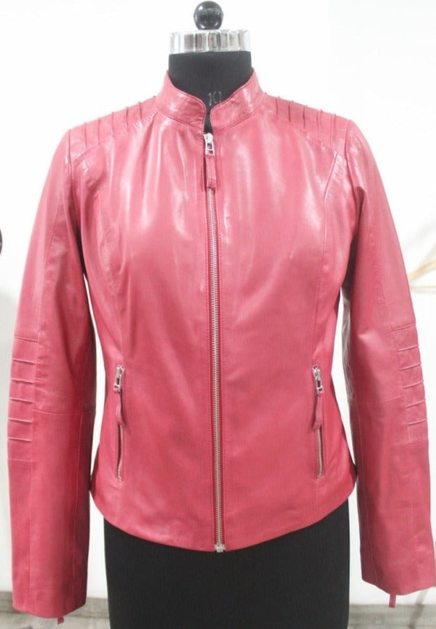 Aliza Womens Leather Zip Jacket