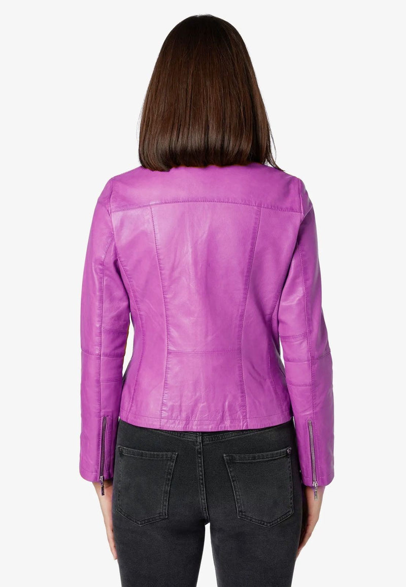 Women's Zip Leather Jacket - Abigail
