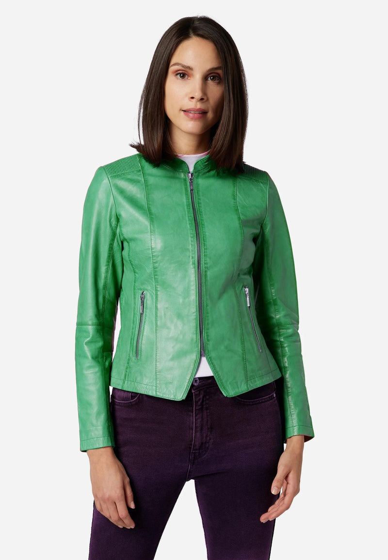 Women's Zip Leather Jacket - Abigail