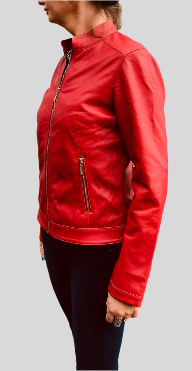 Naomi Women's  Classic Leather Zip Jacket