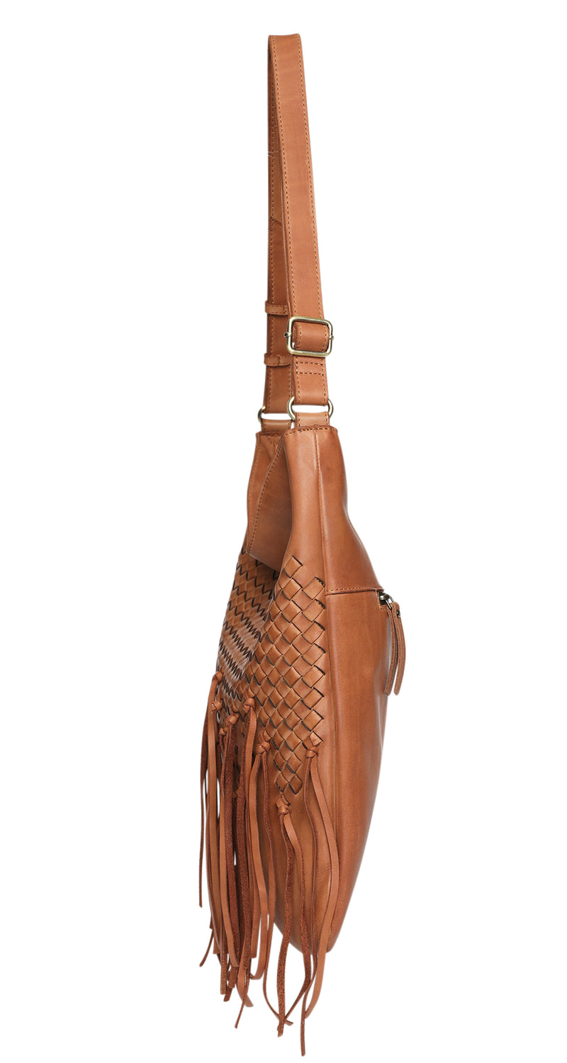 Modapelle Vintage Leather Fringe Crossbody Bag  UL7897