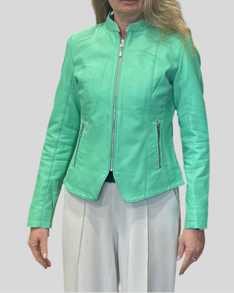 Women's Zip Leather Jacket - Abigail