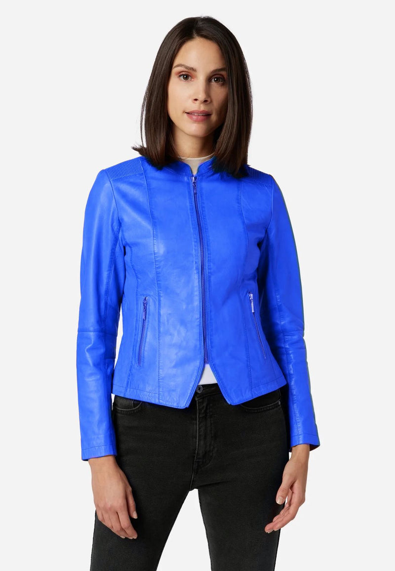 Women's Zip Leather Jacket - Abigail