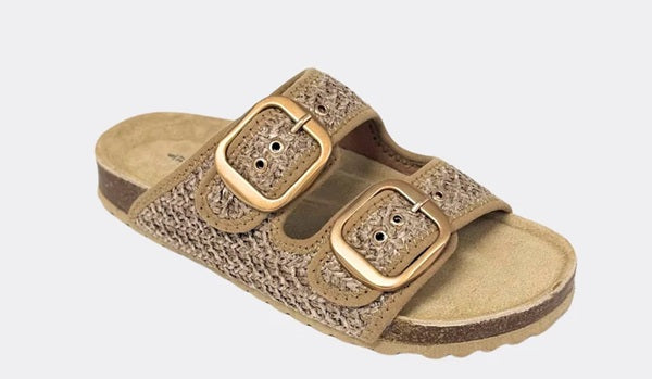Human Premium Hallie Raffia Woven Slides