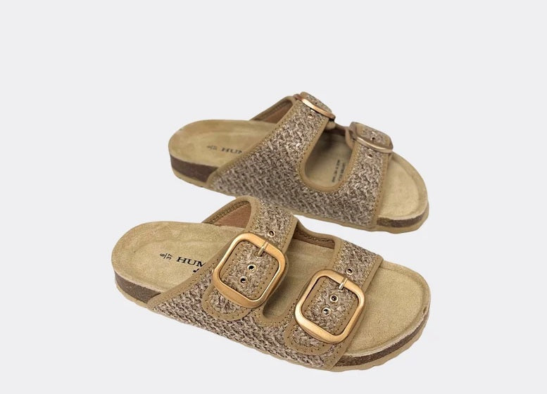 Human Premium Hallie Raffia Woven Slides