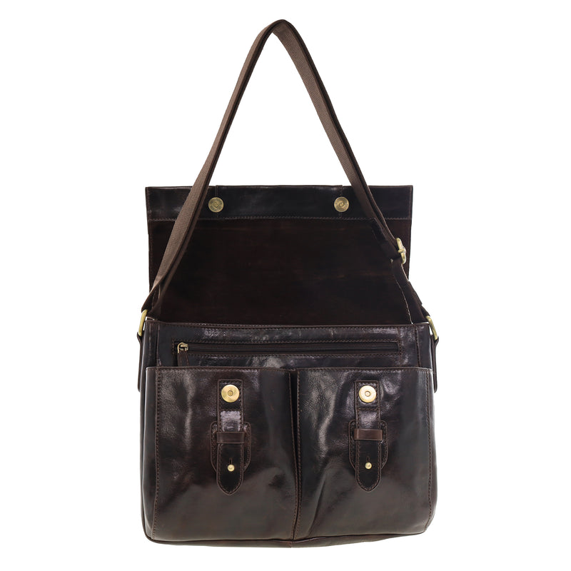 Pierre Cardin Multi-Compartment Leather Crossbody Laptop Bag PC4093
