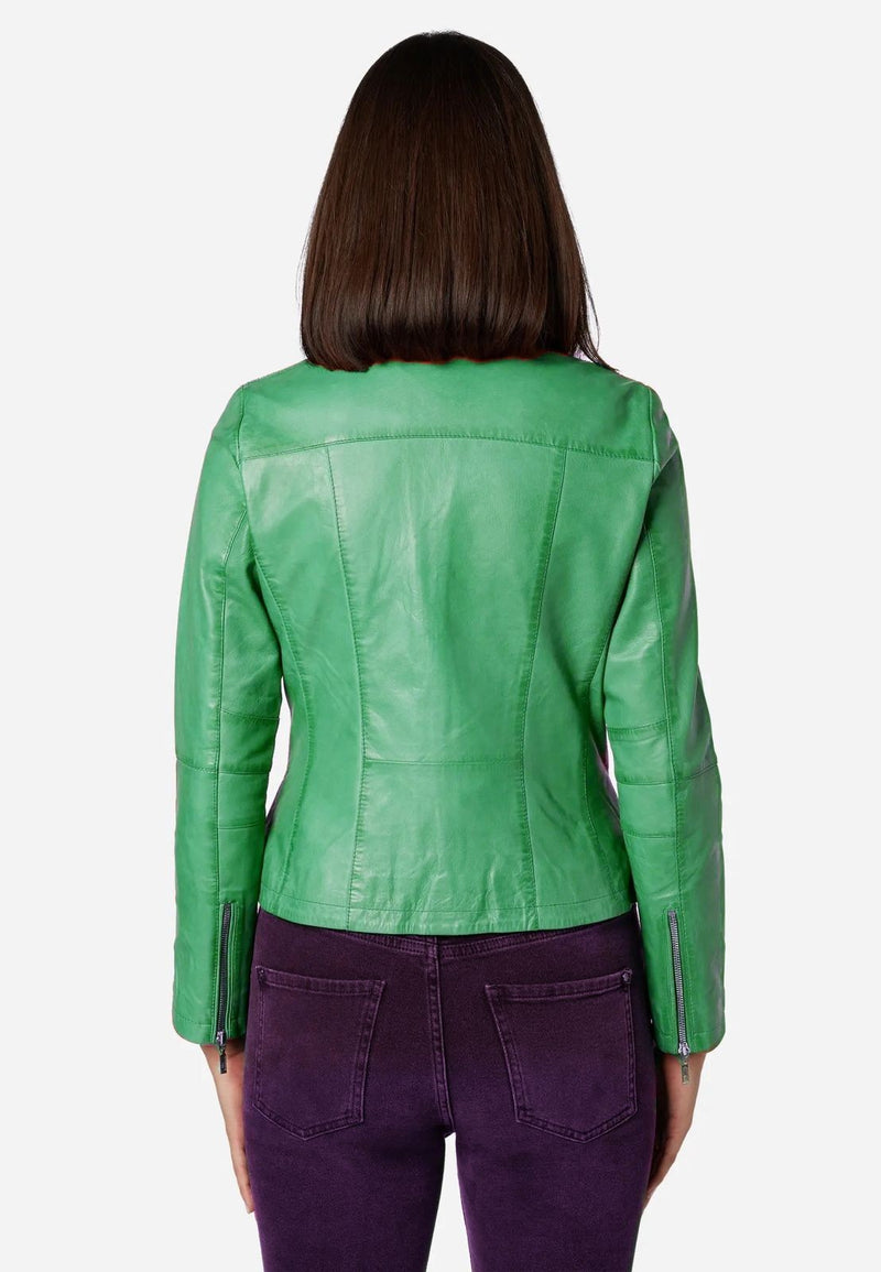 Women's Zip Leather Jacket - Abigail