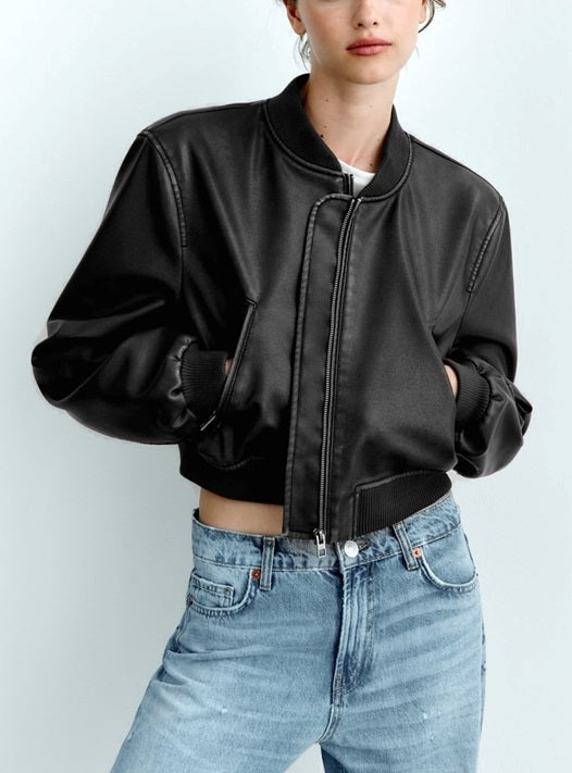 Brazil Women's Short Leather College Jacket
